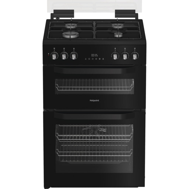 Hotpoint HDD6GDC2B1 Dual Fuel Double Cooker 60CM - 75L / 38L with Glass Lid